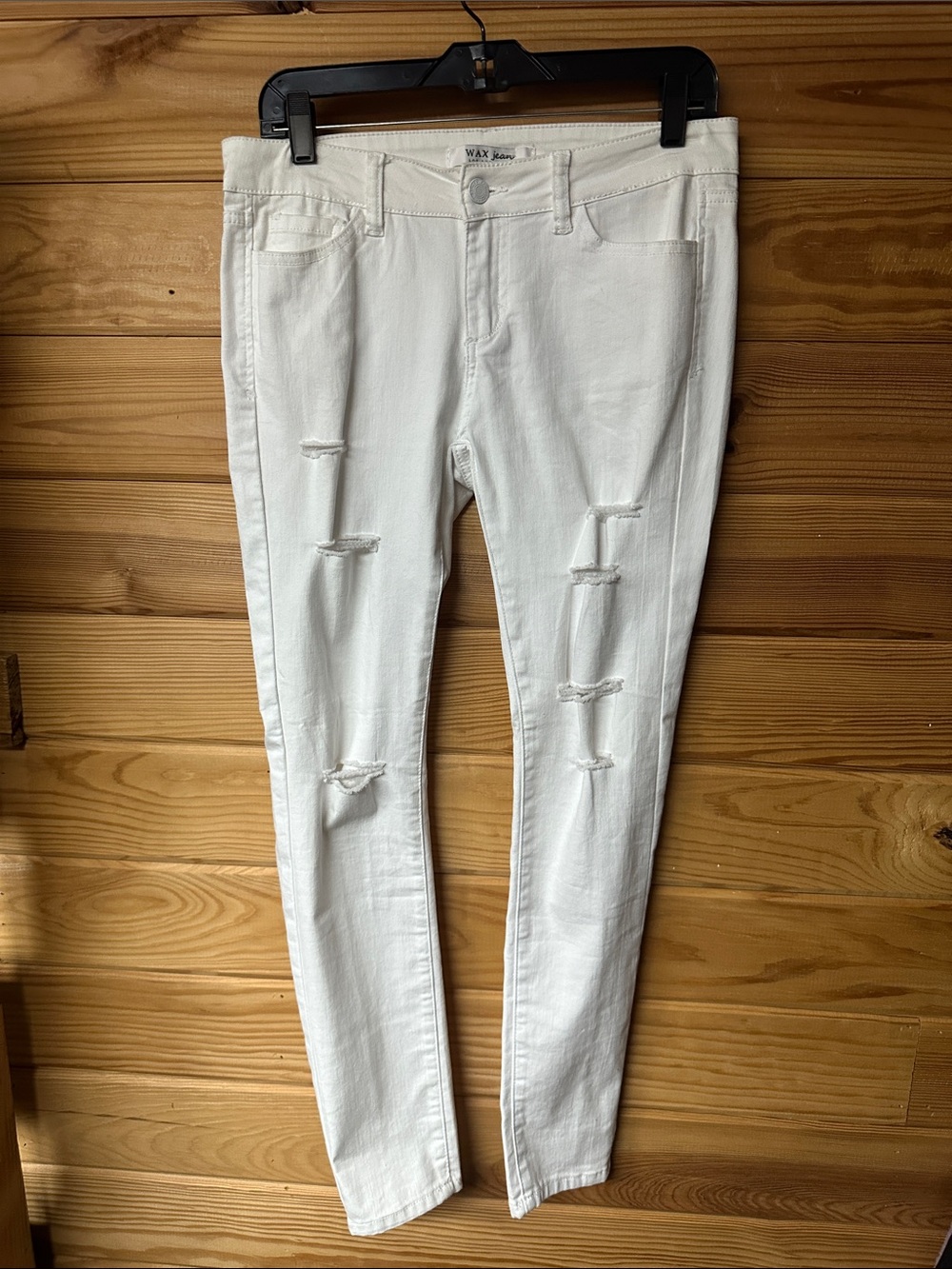 Womens Wax Jean White Ripped Skinny Jeans